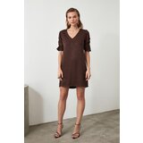 Trendyol Brown Sleeve Detailed Jacquard Dress | Shoptok.si