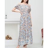 Resti Long orange summer dress for women with blue flowers - Clothing | Eponuda.ba