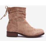 EVENTO PE1 Women's Suede Ankle Boots on Flat Heel Beige Keresa | Eponuda.ba