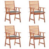 Maison Chic Zunanji Jedilni stoli - Vzorci stoli 4 kosi z blazinami trden akacijev les A2112, (22030914) | Shoptok.si
