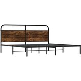Metalni Kovinski posteljni okvir brez vzmetnice dimljen hrast 193x203cm, (21606960) | Shoptok.si