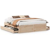vidaXL Posteljni okvir brez vzmetnice s predali 200x200 cm borovina | Shoptok.si