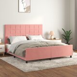  Okvir za krevet s uzglavljem ružičasti 160x200 cm baršunasti | shoptok.hr