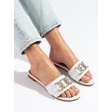 SHELOVET Women's white slippers with elegant buckle Cijene