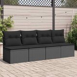  Vrtna sofa s jastucima za 4 osobe, crna, poliratan | shoptok.hr