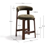 Kave Home Zelen/v temni naravni barvi barski stol iz masivnega jesena (višina sedeža 65 cm) Granite – | Shoptok.si