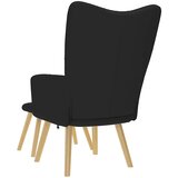  Stolica za opuštanje s tabureom od tkanine crna | shoptok.hr