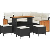  Set vrtnih sofa od 9 dijelova s jastučićima crni poli ratan akacija Dvosjedna vrtna sofa s jastučićima crni poli ratan Set vrt | shoptok.hr