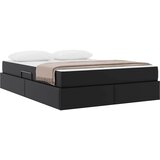  Krevet s madracem i skladištem s pohranom 2 kom. Crna Koža 140 x 190 cm | Shoptok.si