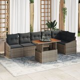 vidaXL 7-dijelni vrtni set za objedovanje s jastucima siva Poly Rattan akacija Cijene