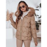 DStreet Kurtka damska zimowa SNOWMISS pikowana beżowa z kapturem | shoptok.hr