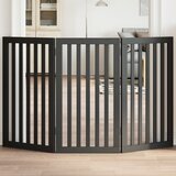 vidaXL Vrata za pse zložljiva 3 paneli črna 150 cm topolovina | Shoptok.si