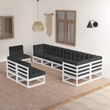 The Living Store Vrtna sedežna garnitura 9-delna z blazinami trdna borovina - Vrtna Sedežna Garnitura, (21424216) | Shoptok.si