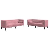 vidaXL Komplet Chesterfield kavčev z vzglavniki 2-delna roza žamet, (21749189) | Shoptok.si