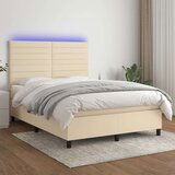  Box spring postelja z vzmetnico LED krem 140x200 cm blago, (20895712) | Shoptok.si