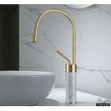 EYN Luksuzna kopalniška armatura, ki se pritrdi na pult ali umivalnik | Pipa BF0954 — Brušeno zlato - beli marmor — 48 cm | Shoptok.si