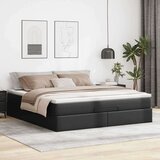 vidaXL Otomanski posteljni okvir z vzmetnico črn 180x200 cm um. usnje | Shoptok.si