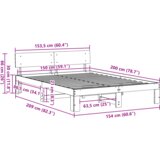  Krevetna struktura s uzheadom smeđe boje 150x200 cm od čvrste borovine | shoptok.hr