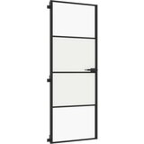 Sobna vrata tanka crna 76 x 201 5 cm kaljeno staklo i aluminij | shoptok.hr