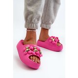 Kesi Women's foam slippers with embellishments on a thick sole Fuchsia Bremavia Cene