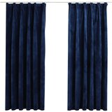  Zavjese za zamračivanje 2 kom baršunaste tamnoplave 140x175 cm | shoptok.hr