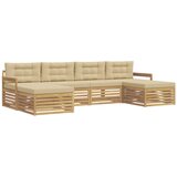 vidaXL Sedežne garniture 6 pcs Bela in bež Masiven les akacije, (5000283476) | Shoptok.si