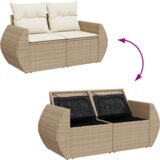 vidaXL 12-delni vrtni kavč set z blazinami Bež Poli Ratan Akacija | Shoptok.si