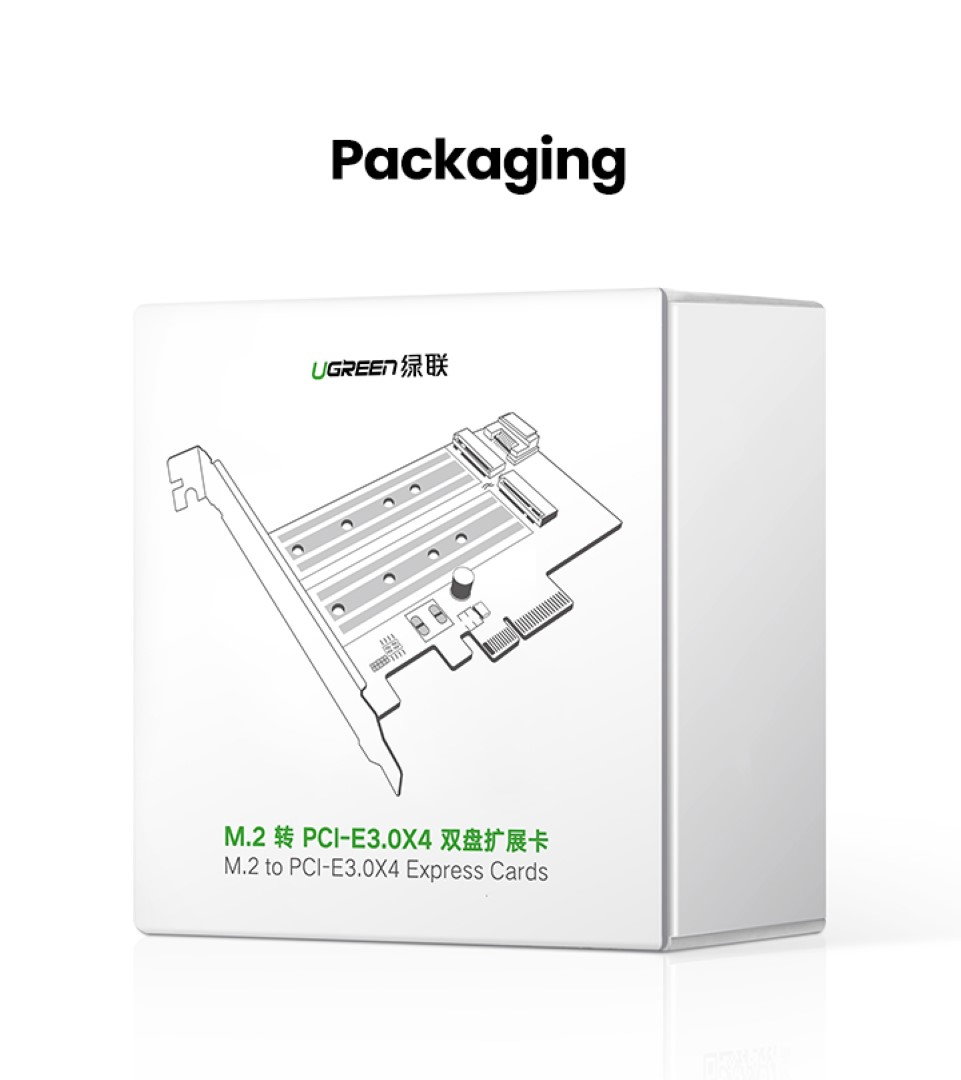 Ugreen 70504 M2 / M.2 NVME na PCI-E 3.0 proširena kartica s M.2 SATA podr&scaron;kom | shoptok.hr