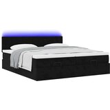 vidaXL Otomanski posteljni okvir z vzmetnicami črn 200x200cm žamet | Shoptok.si