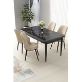 Hanah home Set Trpezarijski sto i 4 stolice Nile, krem-crna | Eponuda.ba