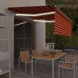 vidaXL Avtomatska tenda s senčilom LED + senzor 4x3 m oranžna in rjava | Shoptok.si