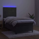  Box spring postelja z vzmetnico LED temno siva 90x200 cm žamet, (20937662) | Shoptok.si
