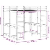  Krevet na kat sa stolom i ljestvama 140x200 cm od borovine | shoptok.hr