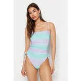 Trendyol Gradient Patterned Strapless Draped High Leg Swimsuit | Shoptok.si