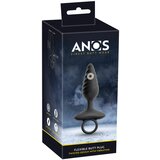 Anos - rebrasti vibracijski analni čep (črni) | Shoptok.si