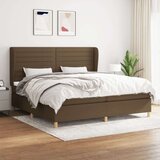  Box spring postelja z vzmetnico temno rjav 200x200 cm blago, (21089236) Cene