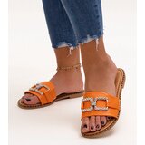 Gemre Orange flip-flops with decorative buckle Rochaela | Shoptok.si