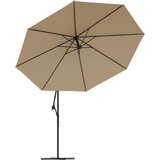  Konzolni vrtni suncobran LED s metalnim stupom 350 cm smeđesivi | Eponuda.com