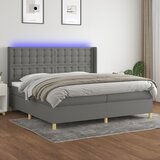 Maison Chic Box spring postelja - Vzmetna postelja z vzmetnico LED temno siva 200x200 cm blago SL2547, (21903993) | Shoptok.si