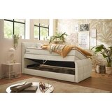 MID.YOU POSTELJA BOXSPRING 100 cm x 200 cm , tekstil, leseni material krem barve | Shoptok.si