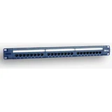 Net Panel 19, 24xRJ45 UTP cat.5e (1U) with shelf, blue (PoE)