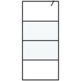 Pregrada za tuš crna 90 x 195 cm s napola mutnim staklom ESG | shoptok.hr
