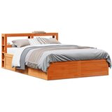 Maison Chic Posteljni okvir - Dvoposteljna postelja - Zakonska postelja z vzglavjem voščeno rjava 140x200 cm borovina, (21693879) | Shoptok.si