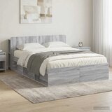  Okvir kreveta s pohranom s uzglavljem Siva Sonoma 140 x 190 cm | shoptok.hr