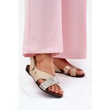 Zazoo Leather Velcro Sandals Beige-Gold 40141 | Shoptok.si