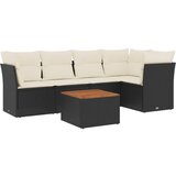 Maison Chic Seti vrtnega pohištva - Vrtna garnitura - Vrtni pohištvo set 6-delna z blazinami črna poli ratan, (21807829) | Shoptok.si