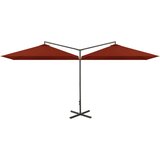  Dvostruki suncobran s čeličnim stupom terakota 600 x 300 cm | shoptok.hr