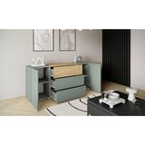 P & B Široka Komoda Berlin, Žajbljevo Zelena, Barva Hrasta | Shoptok.si