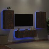  The Living Store Stenske TV omarice z LED lučkami 3 kosi dimljeni hrast - Stenska TV Omarica, (21555548) Cene