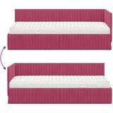 vidaXL Kutni krevetni okvir s madracem 2 pcs Zelena Baršun - boja crnog vina 80 x 200 cm | shoptok.hr